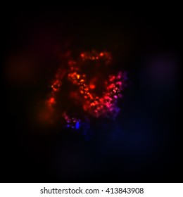 Abstract multi-colored galaxy. Isolated on a black background.