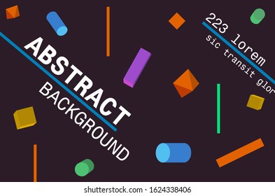 Abstract multicolored geometric background with 3d shapes in memphis style.