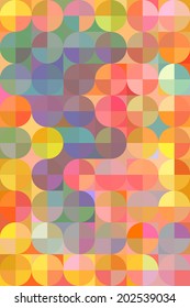 Abstract multi-colored geometric background with circles. Vector