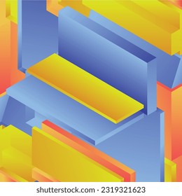 Abstract multi-colored geometric background drawn in an isometric style