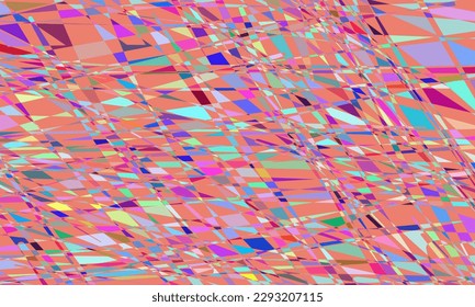Abstract multi-colored geometric background of polygons with a predominance of coral color. Bright colorful design. Mosaic texture. Stained glass effect. EPS 10 vector illustration.