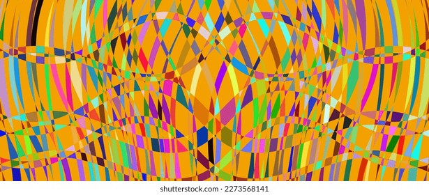 Resumen de fondo geométrico multicolor de cuadrilaterales con predominio del amarillo. Diseño colorido y luminoso. Textura mosaica. Efecto de vidrio manchado. Ilustración vectorial EPS 10.