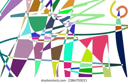 Resumen de composición geométrica multicolor de cuadrangulos sobre un fondo blanco. Diseño colorido y luminoso. Textura mosaica. Efecto de vidrio manchado. Ilustración vectorial EPS 10.