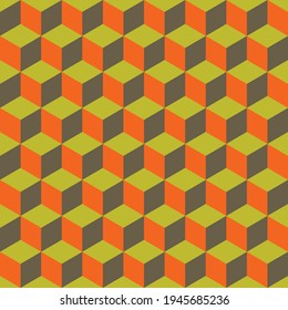 Abstract multicolored geometric cubes. Seamless pattern. Perfect color combination background.