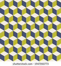 Abstract multicolored geometric cubes. Seamless pattern. Perfect color combination background.