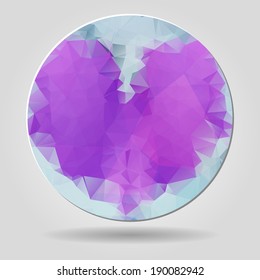 Abstract Multicolored geometric heart circular icon with triangular polygons