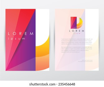 abstract multicolored geometric pattern brochure cover and letterhead template design for business with letter u logo element