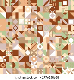 Abstract multicolored geometric pattern. Different geometric figures background. Flat minimal style. Template for your design, wallpaper, banner, poster, flyer