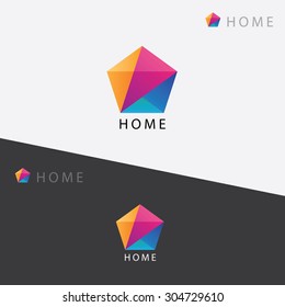 Abstract multicolored geometric polygon logo element mark for business visual identity