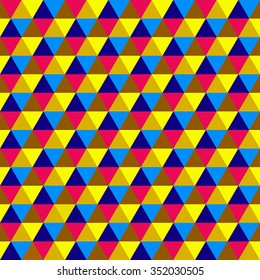 Abstract multicolored geometric seamless pattern of triangles
