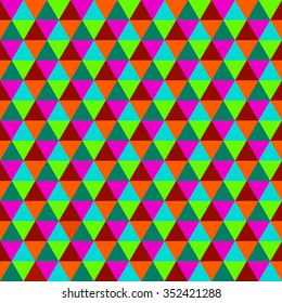 Abstract multicolored geometric seamless pattern of triangles