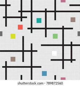 Abstract multicolored geometric shapes squares and straight lines on light background pattern. Vector pattern geometric shapes squares and straight lines