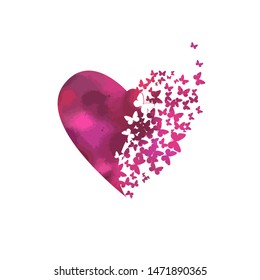Abstract multicolored heart of butterflies. Happy Valentine's Day. Vector illustration