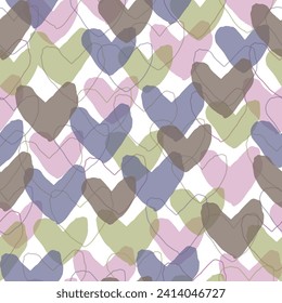 Abstract multicolored heart.Seamless pattern of colorful hearts.   Pastel Rainbow Conversation Hearts Background. 