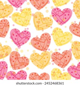 Abstract multicolored heart.Seamless pattern of colorful hearts. Valentine heart illustration.Textile pattern. 