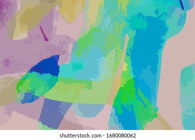 Abstract multicolored image, made with a brush and paints. You can use it as an interesting background or on your banner. Handmade dirty shabby smears of blue colour. Eps vector illustration.