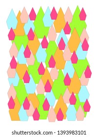 Abstract, multi-colored irregular ornament: figures on a white background in the form of a letter