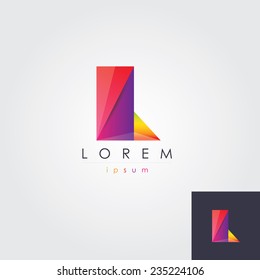 abstract multicolored letter l logo element icon for business visual identity