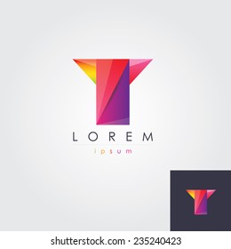 Elemento abstracto multicolor del logotipo de la letra T para la identidad visual de la compañía empresarial