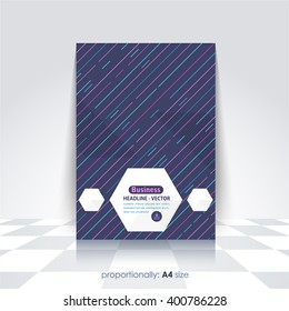 Abstract Multicolored Lines Flat Business A4 Flyer and Brochure. Catalog Cover, Corporate Leaflet and Background Design