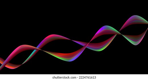 Abstract multicolored lines on black background. Electronic color sound waves. Vector illustration. Banner, poster waves design.