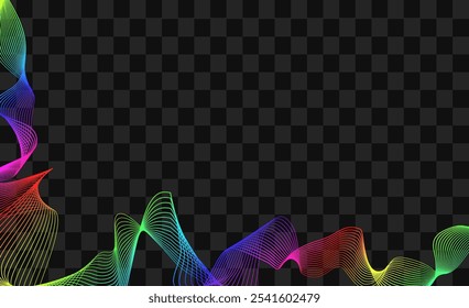 Abstract multicolored lines on black background. Electronic color sound waves. Vector illustration. Banner, poster waves design.