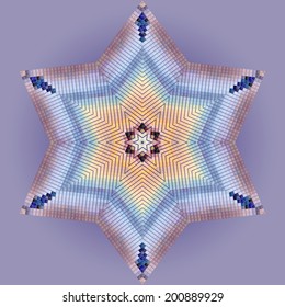 Abstract multicolored mosaic in the form of star  on violet background
