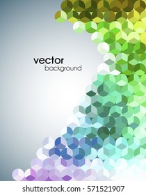 Abstract  Multicolored  Mosaic Modern Flyer  Brochure Design Template.  Purple, Blue, Green, Yellow, Brown and White Geometric Vector Background