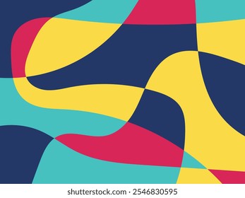 Fondo de diseño de ilustración de mosaico orgánico multicolor Abstractas. Colores: azul, rojo, amarillo y turquesa. 