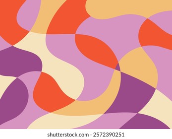 Abstract multicolored organic mosaic illustration design background. Colors: Reddish orange,    light orchid or purple, Rouge or magenta and sand.