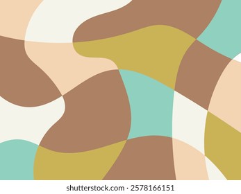 Abstract multicolored organic mosaic illustration design background. Colors: Ecru white light apricot, muesli, fall leaf brown.