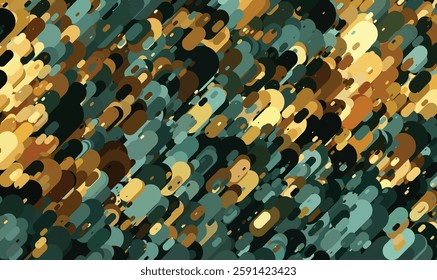 Abstract Multicolored Organic Shapes Pattern with Earth Tones and Teal Hues in Diagonal Arrangement