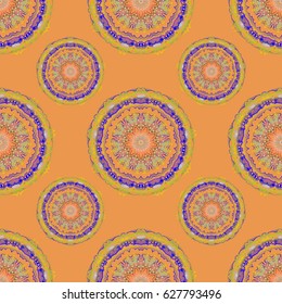 Abstract multicolored ornament. Baroque damask vintage pink and yellow vector seamless pattern background. Wallpaper with antique medieval baroque ornament. Damask pattern in baroque style.