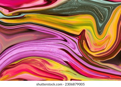 Abstract multi-colored paint background. Acrylic texture with marble pattern.