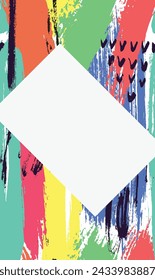Abstract multicolored paint brush strokes white space. Artistic colorful background creative design. Modern art expression vector illustration