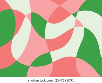 Abstract multicolored pastel organic mosaic illustration design background. Nature colors theme: green, white, pink. Sustainability trend.