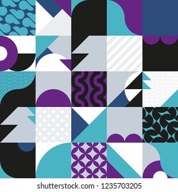 Abstract multicolored patten of geometric primitives