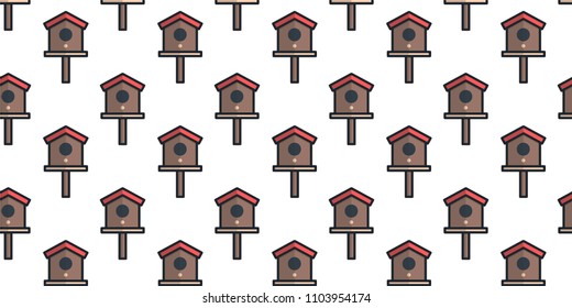 Abstract multicolored pattern with Bird house background for fabric, textiles, clothing, wallpaper, wrapping paper, backpack, socks, bedding