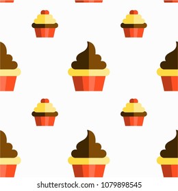 Abstract multicolored pattern with Cakes background for fabric, textiles, clothing, wallpaper, wrapping paper, backpack, socks, bedding.