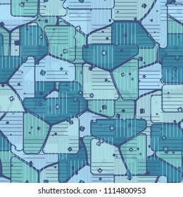 Abstract multicolored pattern in camouflage style. At the heart of this texture is a square divided into three parts. Checker cells made in staggered order from horizontal and vertical lines.