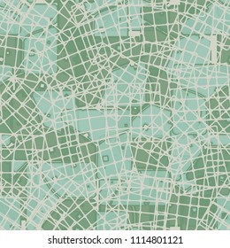 Abstract multicolored pattern in camouflage style. At the heart of this texture is a square divided into three parts. The picture is randomly covered with quadrangular fragments of the grid.