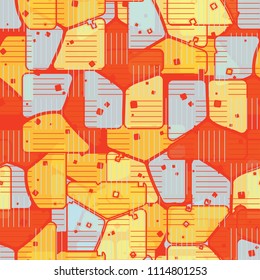 Abstract multicolored pattern in camouflage style. At the heart of this texture is a square divided into three parts. Checker cells made in staggered order from horizontal and vertical lines.