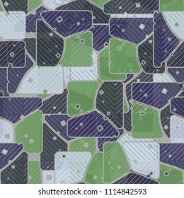 Abstract multicolored pattern in camouflage style. At the heart of this texture is a square divided into three parts. Chess network made by diagonal lines.