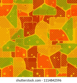 Abstract multicolored pattern in camouflage style. At the heart of this texture is a square divided into three parts. Chess network made by diagonal lines.