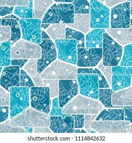 Abstract multicolored pattern in camouflage style. At the heart of this texture is a square divided into three parts. A grid consisting of halves of five-pointed stars.