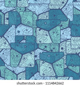 Abstract multicolored pattern in camouflage style. At the heart of this texture is a square divided into three parts. A grid consisting of halves of five-pointed stars.