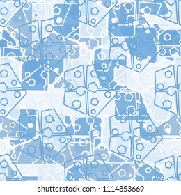 Abstract multicolored pattern in camouflage style. At the heart of this texture is a square divided into three parts. Regular network of pentagons.