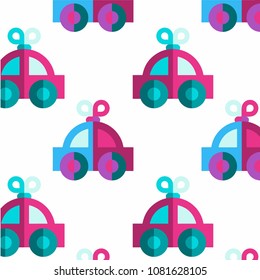 Abstract multicolored pattern with car background for fabric, textiles, clothing, wallpaper, wrapping paper, backpack, socks, bedding.
