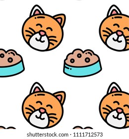 Abstract multicolored pattern with cat background for fabric, textiles, clothing, wallpaper, wrapping paper, backpack, socks, bedding.