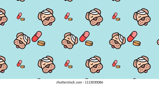 Abstract multicolored pattern with dog treatment background for fabric, textiles, clothing, wallpaper, wrapping paper, backpack, socks, bedding.